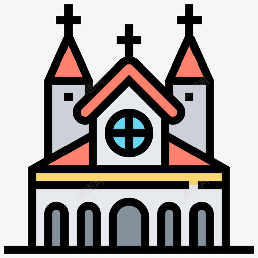 教堂复活节46线性颜色图标svg_新图网 https://ixintu.com 复活节 教堂 线性 颜色