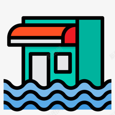 洪水保险73线性颜色图标图标