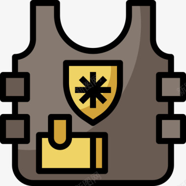 盔甲军事元素2线性颜色图标图标