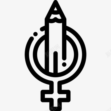 铅笔女权主义13直线型图标图标