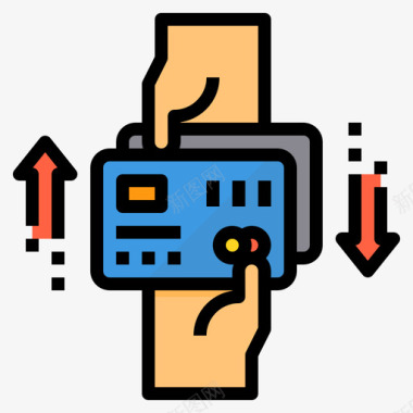 信用卡fintech30线性彩色图标图标