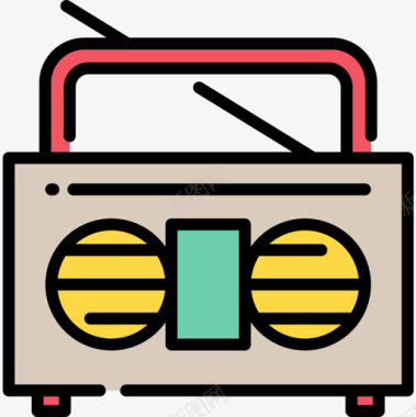 收音机80年代图标2线性颜色图标