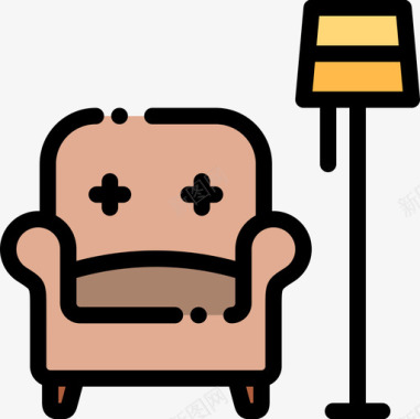 扶手椅家装19线性颜色图标图标