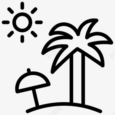 海滩椰树暑假图标图标