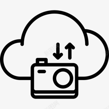 云存储摄影师线性图标图标