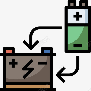 电池电源和能量12线性颜色图标图标