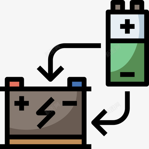 电池电源和能量12线性颜色图标svg_新图网 https://ixintu.com 电池 电源 线性 能量 颜色
