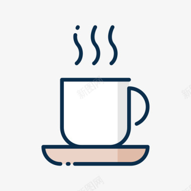 热咖啡街头食品6线性颜色图标图标