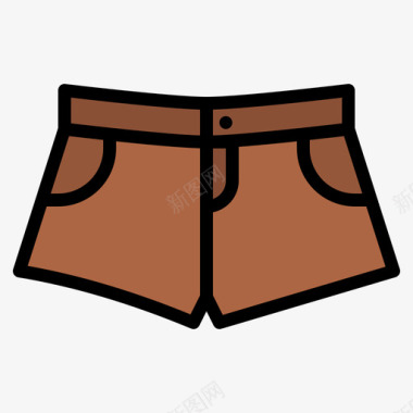 短裤女式时尚4线性颜色图标图标