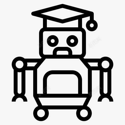 机器人教育和学习10线性图标svg_新图网 https://ixintu.com 学习 教育 机器人 线性