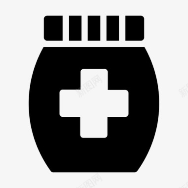 药丸罐药品医疗卫生线铭文图标图标