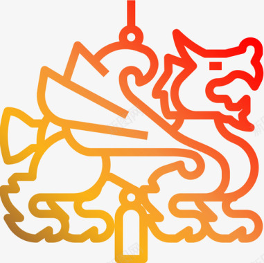 狮子中国传统梯度图标图标