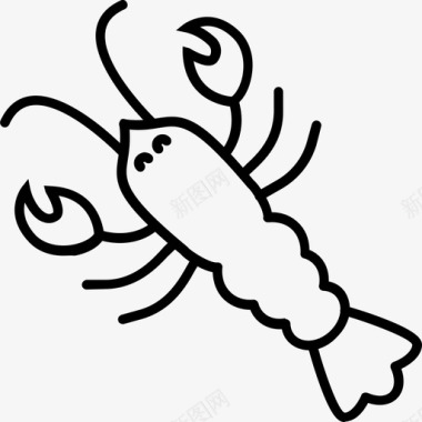 带刺龙虾甲壳类动物鱼图标图标