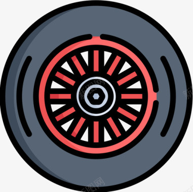 车轮赛车9线性颜色图标图标
