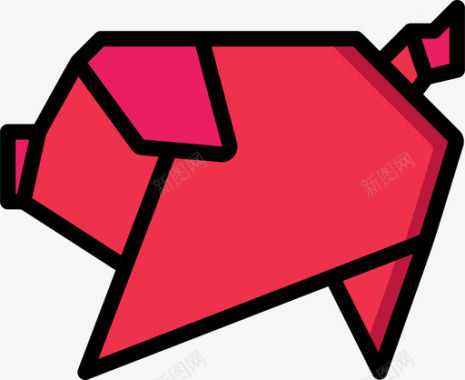 猪折纸2线颜色图标图标