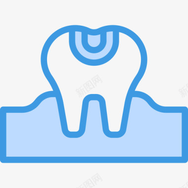 龋齿牙齿34蓝色图标图标