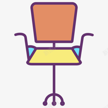 办公椅家具装饰4线性颜色图标图标