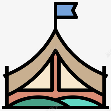 帐篷背包客11线性颜色图标图标