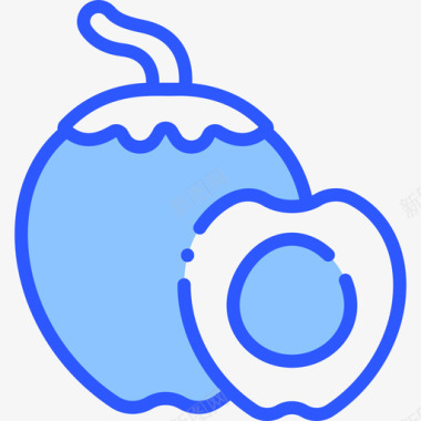 椰子水果19蓝色图标图标