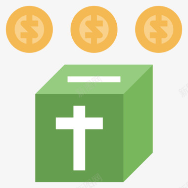 慈善基督教4平房图标图标
