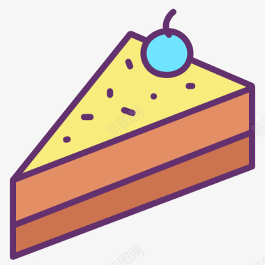 蛋糕片咖啡图标4线性颜色图标