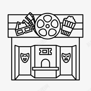 电影院电影院大楼官方场所图标图标