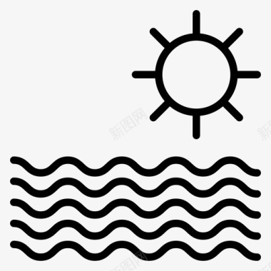太阳游泳13直线型图标图标