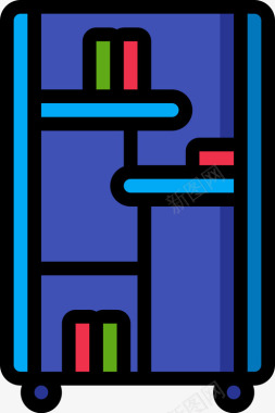 书柜办公家具2线性颜色图标图标