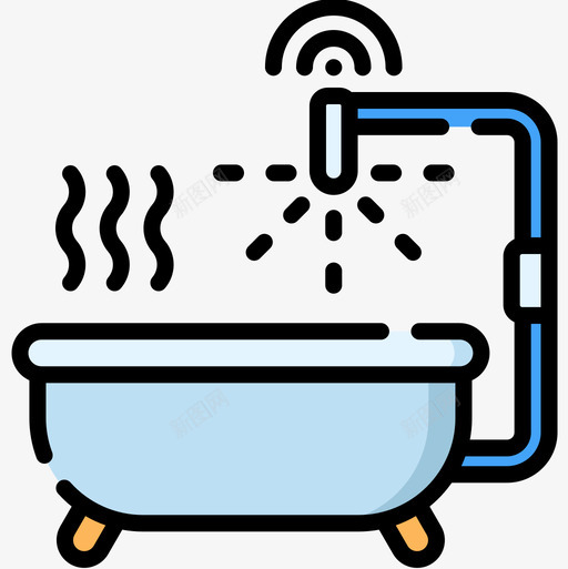 浴缸智能家居52线性颜色图标svg_新图网 https://ixintu.com 智能家居 浴缸 线性 颜色