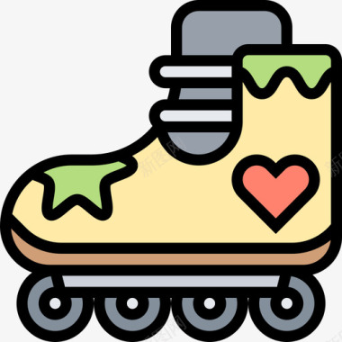 溜冰鞋玩具15线性颜色图标图标