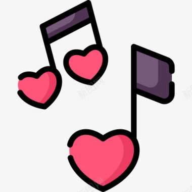 音乐爱情87线性色彩图标图标