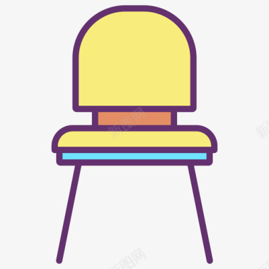 椅子家具装饰4线性颜色图标图标