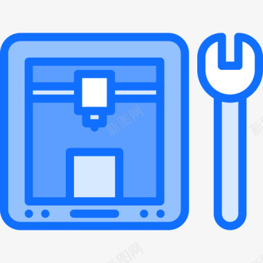 3d打印机3d打印机3蓝色图标图标