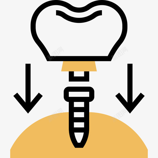 牙科植入物牙科21黄色阴影图标svg_新图网 https://ixintu.com 植入物 牙科 阴影 黄色