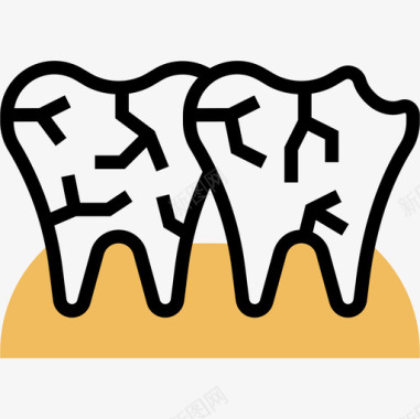 龋齿牙齿21黄色阴影图标图标