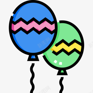 气球巴西嘉年华19线性颜色图标图标