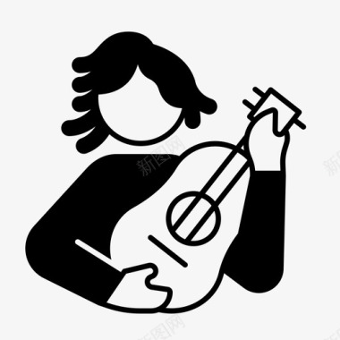 音乐家女性吉他手图标图标