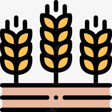 大麦农业和园艺11线性颜色图标图标