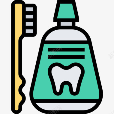 漱口水牙科用19线性颜色图标图标