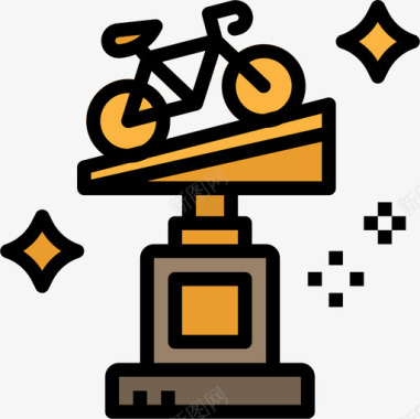 奖杯23号自行车线形颜色图标图标