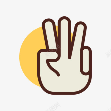 三个手指手势19线性颜色图标图标