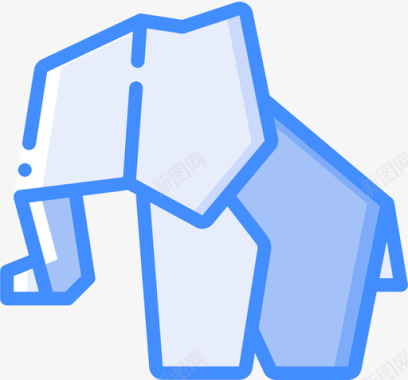 大象折纸蓝色图标图标