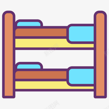 双层床家具装饰4线性颜色图标图标