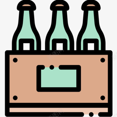啤酒64号酒吧线性颜色图标图标