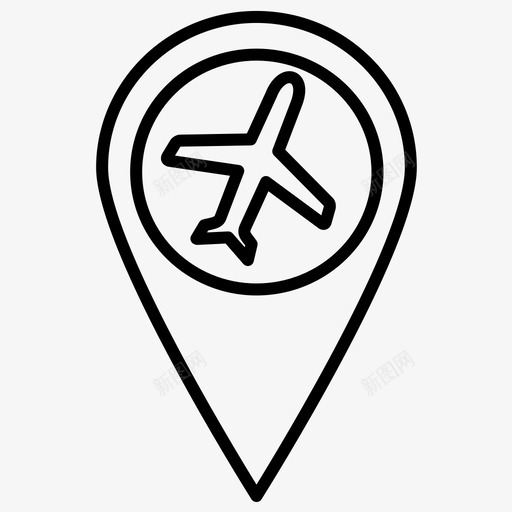 平面飞机位置图标svg_新图网 https://ixintu.com 位置 加粗 地图 平面 粗线 飞机