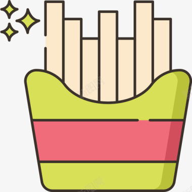 薯条食品饮料6原色图标图标