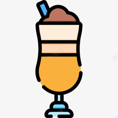 咖啡拿铁咖啡店97线性颜色图标图标