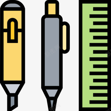 铅笔在线教育20线颜色图标图标