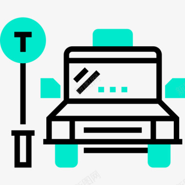 出租车城市生活29单色图标图标