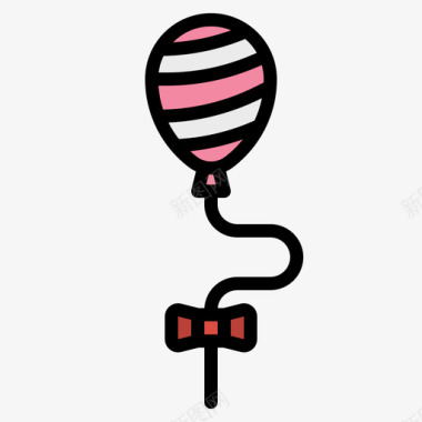 气球七月游乐园4线性颜色图标图标